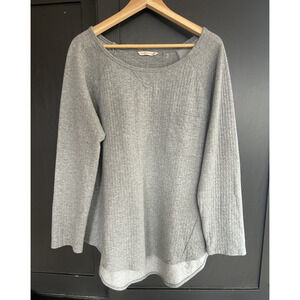 Soft Surroundings XL Gray Waffle Knit Tunic Top Cotton Blend